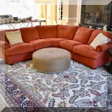 F01. Curved sectional by American Leather. 30”h x 100”w x 85”d. Seat is 42” deep. 